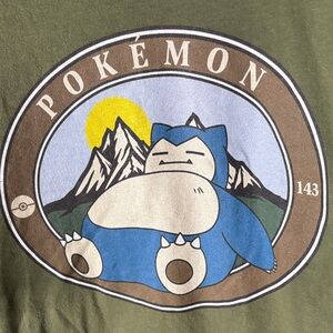 Pokémon Snorlax Graphic Tee Shirt Olive Green Blue Cream Print T-shirt Size 3XL